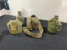 Group of Military Canteens w/ Carrying Bag