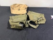 Lot of 3 Army Lightweight Gasmask Bags