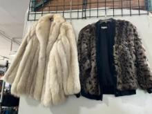 Lot of 2 Saga Fox Fur Coat & Leopard Print Jacket