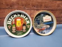 Lot of 2 Vintage Beer Serving Trays