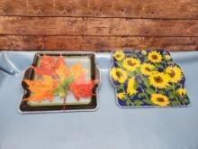 Lot of 2 Peggy Karr Glass Serving Trays