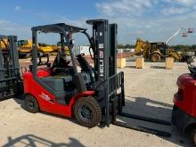 NEW HELI CPYD25 FORKLIFT powered by LP engine, equipped with OROPS, 5,000lb lift capacity, 185in.