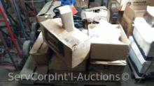 Lot on Pallet of Various Outlet Boxes, Plastic Extension Cord Spools, Breaker Panel, Sub Electric