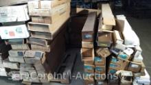 Lot on 2 Pallets of Various Wall Mount, Ceiling Mount and Angled Fluorescent Light Fixtures