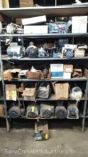 Lot on Shelves of Various Electric Motors, Recess Light Covers, Flat Elbows