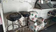 Lot on Shelves of 2 Bar Stools, Childs Chair, PC, Electric Typewriter, Rolodex