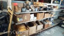 Lot on Shelves of Various Bushing Studs, Electric Breakers, Electric Clips, Fuses, Dawn/Dusk