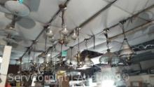 Lot Hanging From Ceiling of Various Indoor and Outdoor Light Fixtures