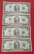 4 US $2 BILL (3-1995 & 1-2009)