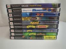 PLAYSTATION 2 GAMES OKAGE SHADOW KING, MONSTERS INC., JAKII, I-NINJA, PAC-MAN WORLD 2, CRASH OF THE