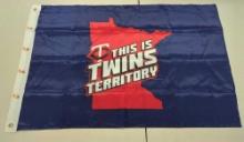 TWINS BASEBALL FLAG SPONSORED BY OLD DUTCH " THIS IS TWINS TERRITORY" 37X24