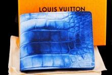 Louis Vuitton Blue Crocodilien Mat Multiple Wallet (Mint)