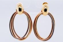 Cartier 1993 18K Tri-Color Gold 2" Trinity Ear Clips