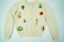 Gucci Children's Limited Edition Wool Cream Long Sleeve Embroidered Vegetable Cardigan