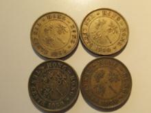 Foreign Coins: Hong Kong 4x1950 10 Cents