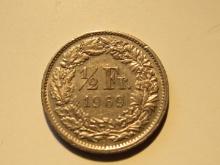 Foreign Coins: 1969 Switzerland 1/2 Franc