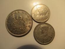 Foreign Coins: 3x Thailand coins