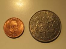 Foreign Coins: Zambia 1983 Ngwee & 1971 Kenya 1 Shilling