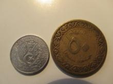 Foreign Coins: Algeria 1964 1 & 1964 50  Centimes