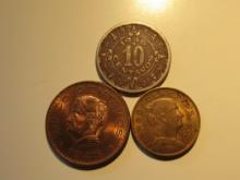 Foreign Coins: 1946 10 & 1945+59 Mexico 5 Centavos