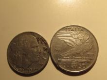 Foreign Coins: WWII Italy 1941 20 & 50 Centismos