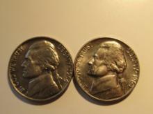 US Coins: 2x1964 BU/Clean 5 Cents