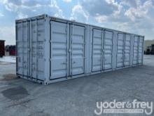 2024 40' HQ Container, 4 Side Door, One End Door, Lock Box, Side Forklift Pockets