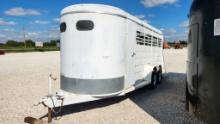 1996 S&H HORSE TRAILER,  TANDEM AXLE, TORSION RIDE, 20', 3 HORSE SLANT, FRO