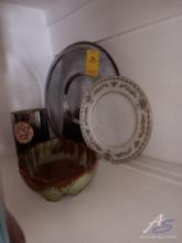 (2) Decorative Plates, Leaf Bowl, and Candle Holder