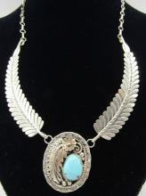 "SE" TURQUOISE NECKLACE STERLING SILVER