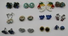 12 PAIR EARRINGS VINTAGE ESTATE CINER VOGUE JONNE