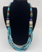 30" TOMMY SINGER NAVAJO STERLING TURQUOISE NECKLAC