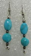 TURQUOISE STERLING SILVER BEAD EARRINGS