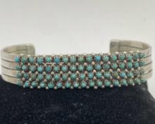 ZUNI STERLING SNAKE EYE PETIT POINT BRACELET 4 ROW