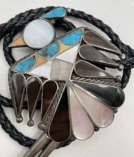 2.5" ZUNI STERLING THUNDERBIRD BOLO TIE NECKLACE