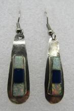 OPAL & LAPIS INLAY EARRINGS STERLING SILVER