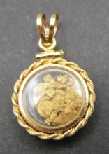 SOLID GOLD NUGGETS IN A 14K GOLD CHARM PENDANT