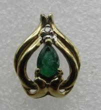 .50CT EMERALD DIAMOND CHARM PENDANT SOLID 10K GOLD