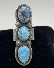 GOLDEN HILLS 30g NAVAJO STERLING TURQUOISE RING