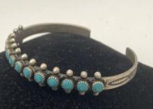 ZUNI SNAKE EYE PETIT POINT STERLING BRACELET