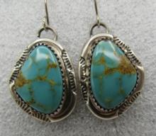 "CT" GEM TURQUOISE EARRINGS STERLING SILVER