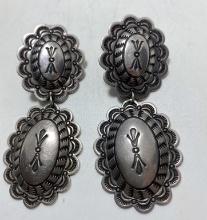 24 GRAMS LARGE STERLING NAVAJO CONCHO EARRINGS