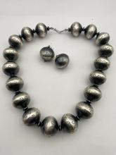 WOW 270 GRAM NAVAJO PEARLS SIGNED NECKLACE EARRING