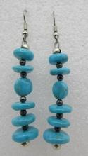 2.5" TURQUOISE BEAD EARRINGS STERLING SILVER