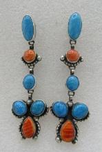 3" MARY ELLEN TURQUOISE SOS EARRINGS STERLING SILV