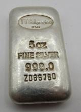 5 TROY OZ FINE SILVER CAST INGOT BAR