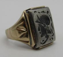 ANTIQUE INTAGLIO RING 10K GOLD SIZE 9 3/4