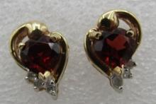 2 CARAT GARNET DIAMOND EARRINGS SOLID 10K GOLD