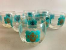 Set of 7 Vintage Federal Glass Rolly Polly Tumbler Glasses