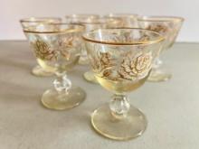 Set of 7 Libby Gold Rose Cordial Glasses